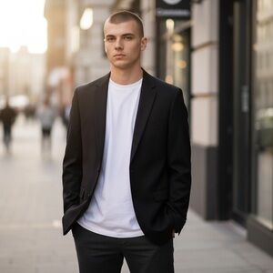 J. RIGGINS Italy Blazer Sport Coat 46L Super 100s Extra Fine Merino Wool Navy